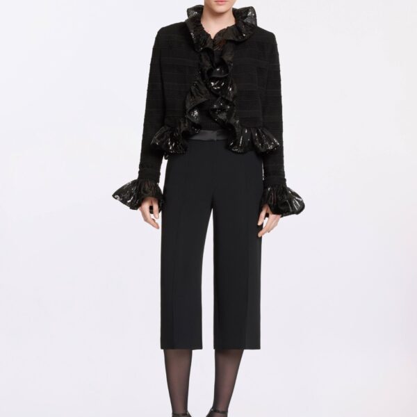 Elie Saab Macramé and Sequin Jacket in Black featuring  – Luxury Designer Fashion at Coveti.