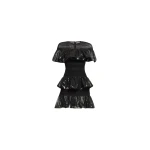 Elie Saab Macramé and Sequin Ruffled Dress in Black featuring  – Luxury Designer Fashion at Coveti.