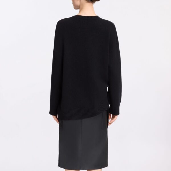 Elie Saab Monogram Embroidered Knit Sweater in Black featuring  – Luxury Designer Fashion at Coveti.