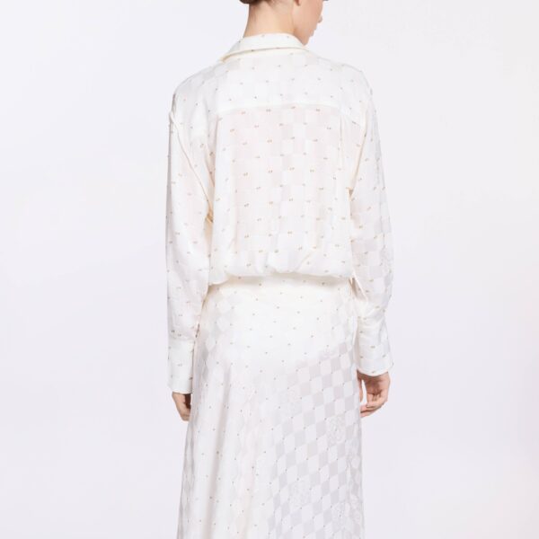 Elie Saab Monogram Jacquard & Lace Bodysuit in White featuring  – Luxury Designer Fashion at Coveti.