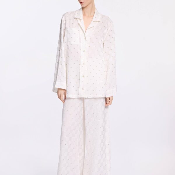 Elie Saab Monogram Jacquard Shirt in White featuring  – Luxury Designer Fashion at Coveti.