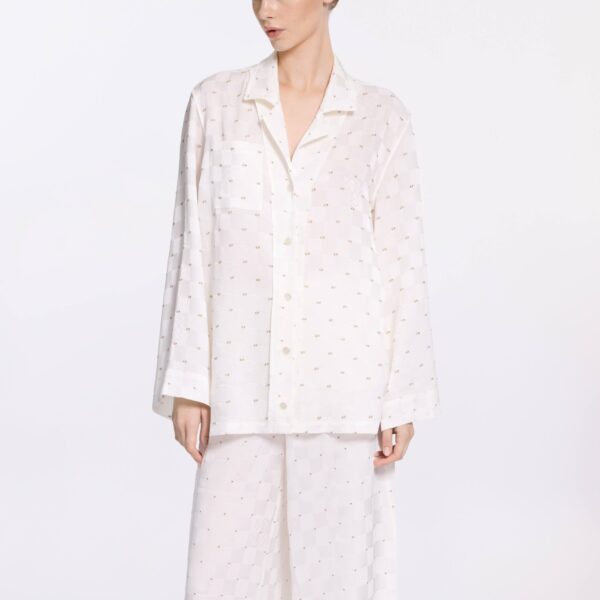 Elie Saab Monogram Jacquard Shirt in White featuring  – Luxury Designer Fashion at Coveti.