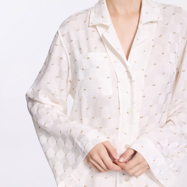 Elie Saab Monogram Jacquard Shirt in White featuring  – Luxury Designer Fashion at Coveti.