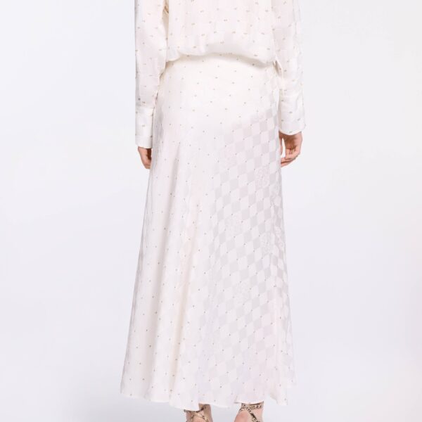 Elie Saab Monogram Jacquard Skirt in White featuring  – Luxury Designer Fashion at Coveti.