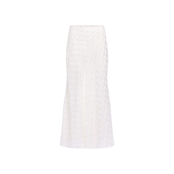 Elie Saab Monogram Jacquard Skirt in White featuring  – Luxury Designer Fashion at Coveti.