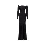 Elie Saab Off-The-Shoulder Knit Dress in Black featuring  – Luxury Designer Fashion at Coveti.