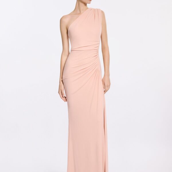 Elie Saab One-Shoulder Jersey Long Dress in Pink featuring  – Luxury Designer Fashion at Coveti.