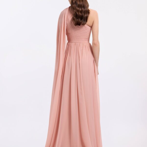 Elie Saab One-Shoulder Silk Long Dress in Pink featuring  – Luxury Designer Fashion at Coveti.