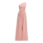 Elie Saab One-Shoulder Silk Long Dress in Pink featuring  – Luxury Designer Fashion at Coveti.