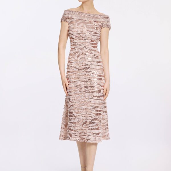 Elie Saab Open Back Midi Dress in Pink featuring  – Luxury Designer Fashion at Coveti.