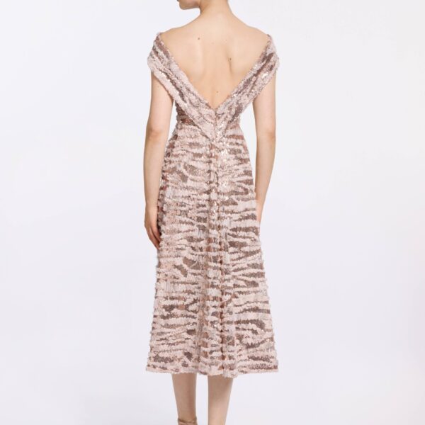 Elie Saab Open Back Midi Dress in Pink featuring  – Luxury Designer Fashion at Coveti.