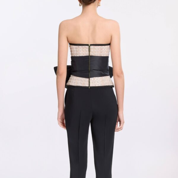 Elie Saab Pearl Corset with Bow in White featuring  – Luxury Designer Fashion at Coveti.