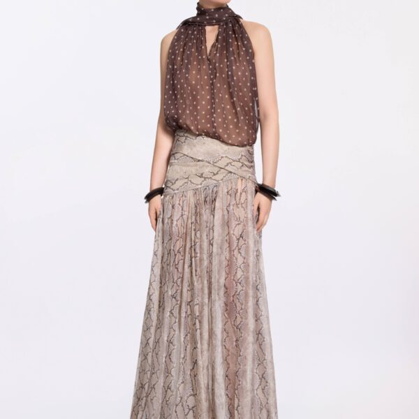 Elie Saab Polka Dot Chiffon Top in Multicolour featuring  – Luxury Designer Fashion at Coveti.