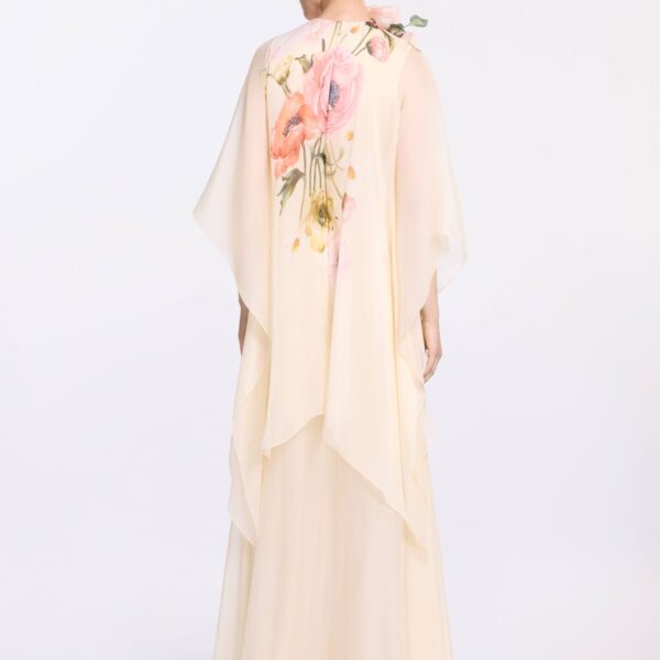 Elie Saab Printed Chiffon Jumpsuit in Multicolour featuring  – Luxury Designer Fashion at Coveti.