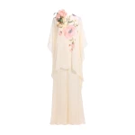 Elie Saab Printed Chiffon Jumpsuit in Multicolour featuring  – Luxury Designer Fashion at Coveti.