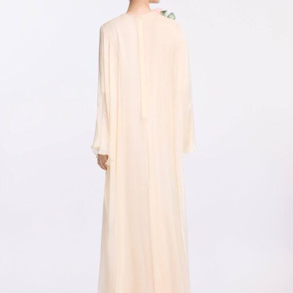 Elie Saab Printed Chiffon Kaftan in Multicolour featuring  – Luxury Designer Fashion at Coveti.