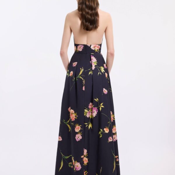 Elie Saab Printed Cotton Long Dress in Multicolour featuring  – Luxury Designer Fashion at Coveti.