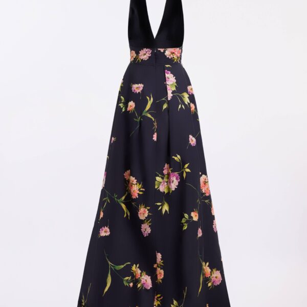 Elie Saab Printed Cotton Long Dress in Multicolour featuring  – Luxury Designer Fashion at Coveti.