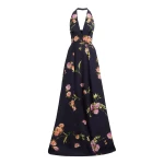 Elie Saab Printed Cotton Long Dress in Multicolour featuring  – Luxury Designer Fashion at Coveti.