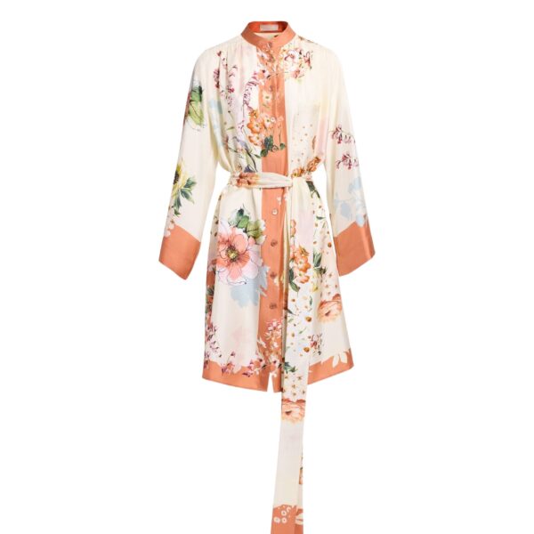 Elie Saab Printed Twill Long Shirt in Multicolour featuring  – Luxury Designer Fashion at Coveti.