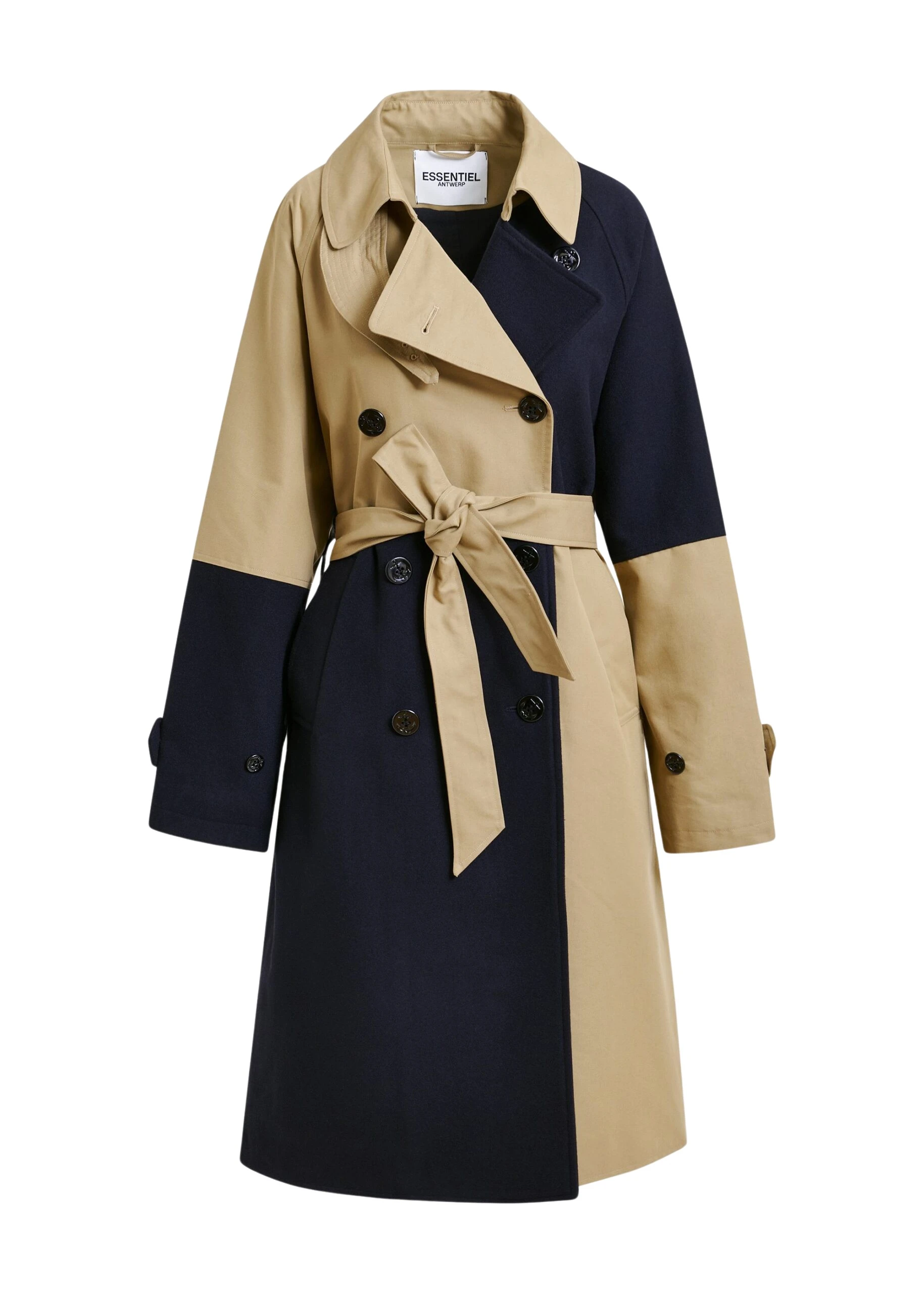 Essentiel-Antwerp-Beige-and-navy-colour-block-trench-coat-scaled96914_nobg Beige and navy colour-block trench coat