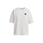 Beige cotton T-shirt with 'E' embroidery
