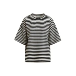 Black and white striped rhinestone-embellished oversized cotton T-shirt