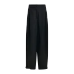 Black barrel-leg pants with twisted side seams