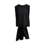 Black cotton wrap tie top with low back