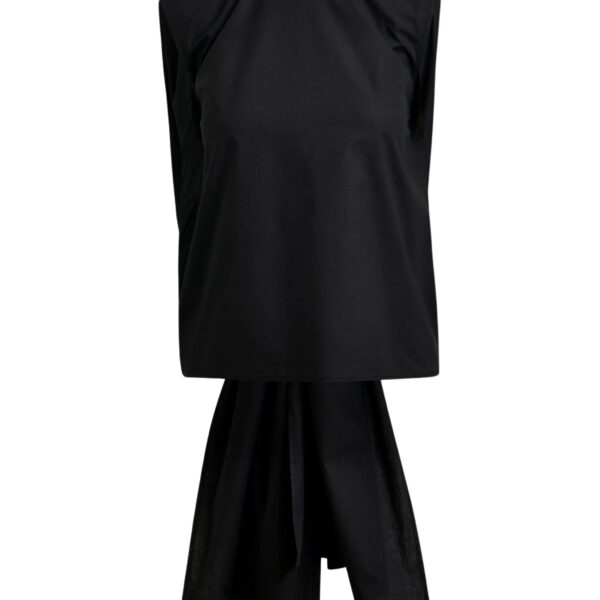 Black cotton wrap tie top with low back