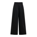 Black pleated wide-leg pants