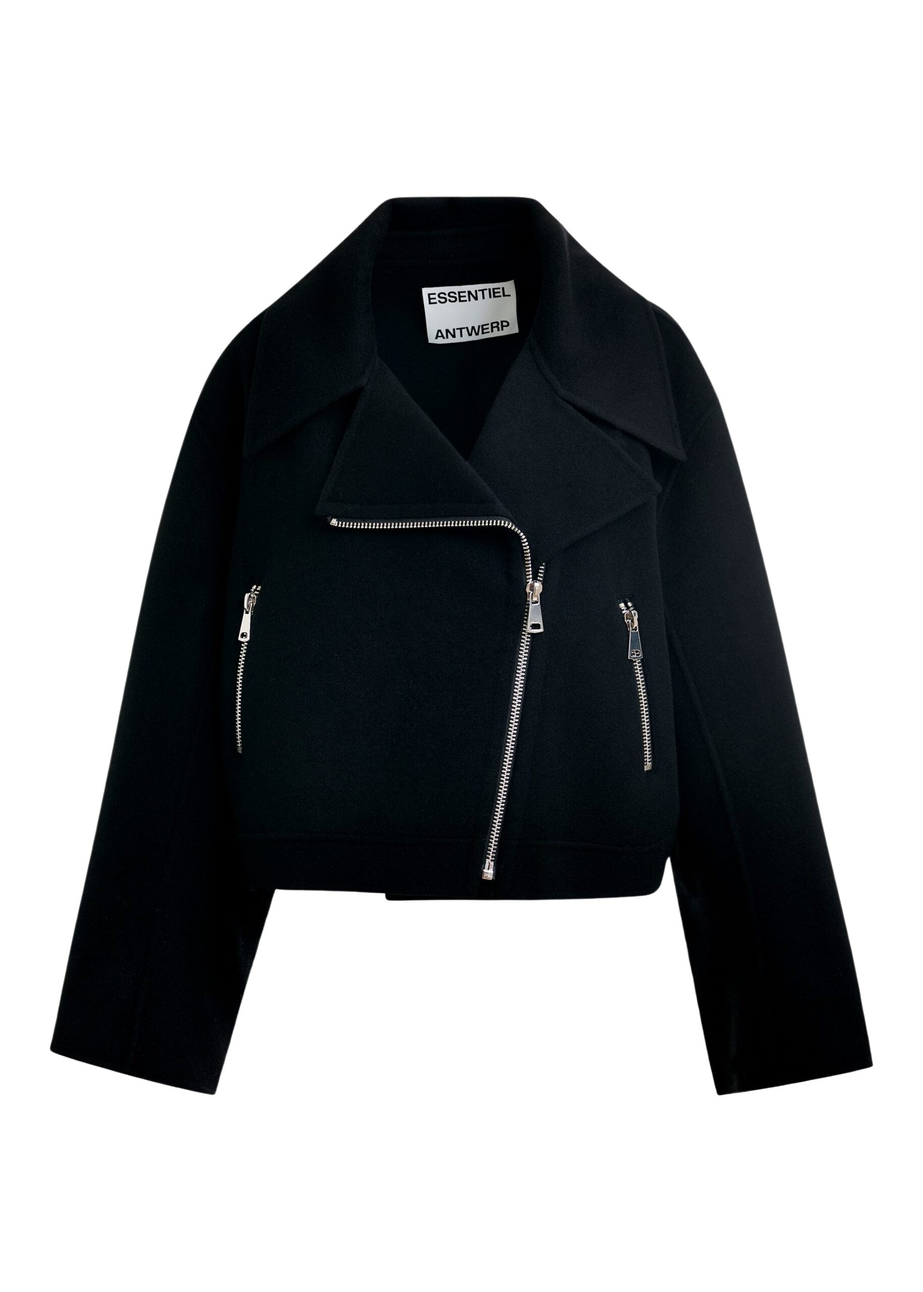 Black wool double-faced jacket
