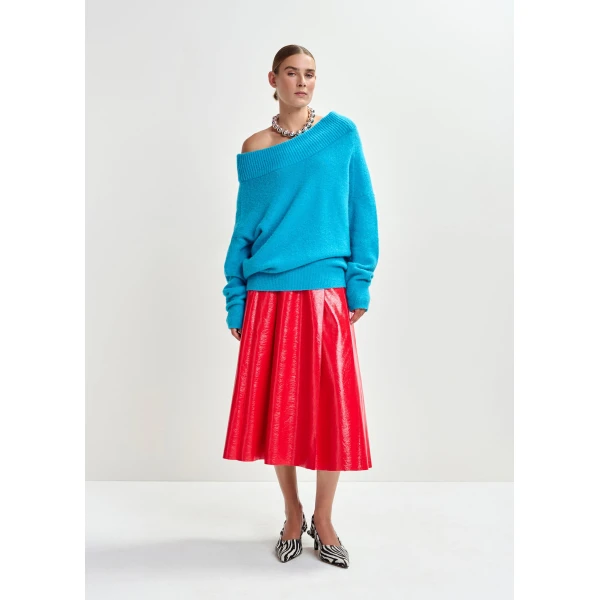 Essentiel Antwerp Blue alpaca wool-blend off-shoulder knit sweater, view 5
