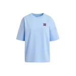 Blue cotton T-shirt with 'E' embroidery