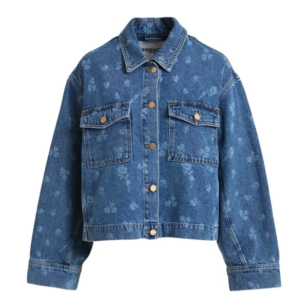 Blue cropped cotton denim jacket