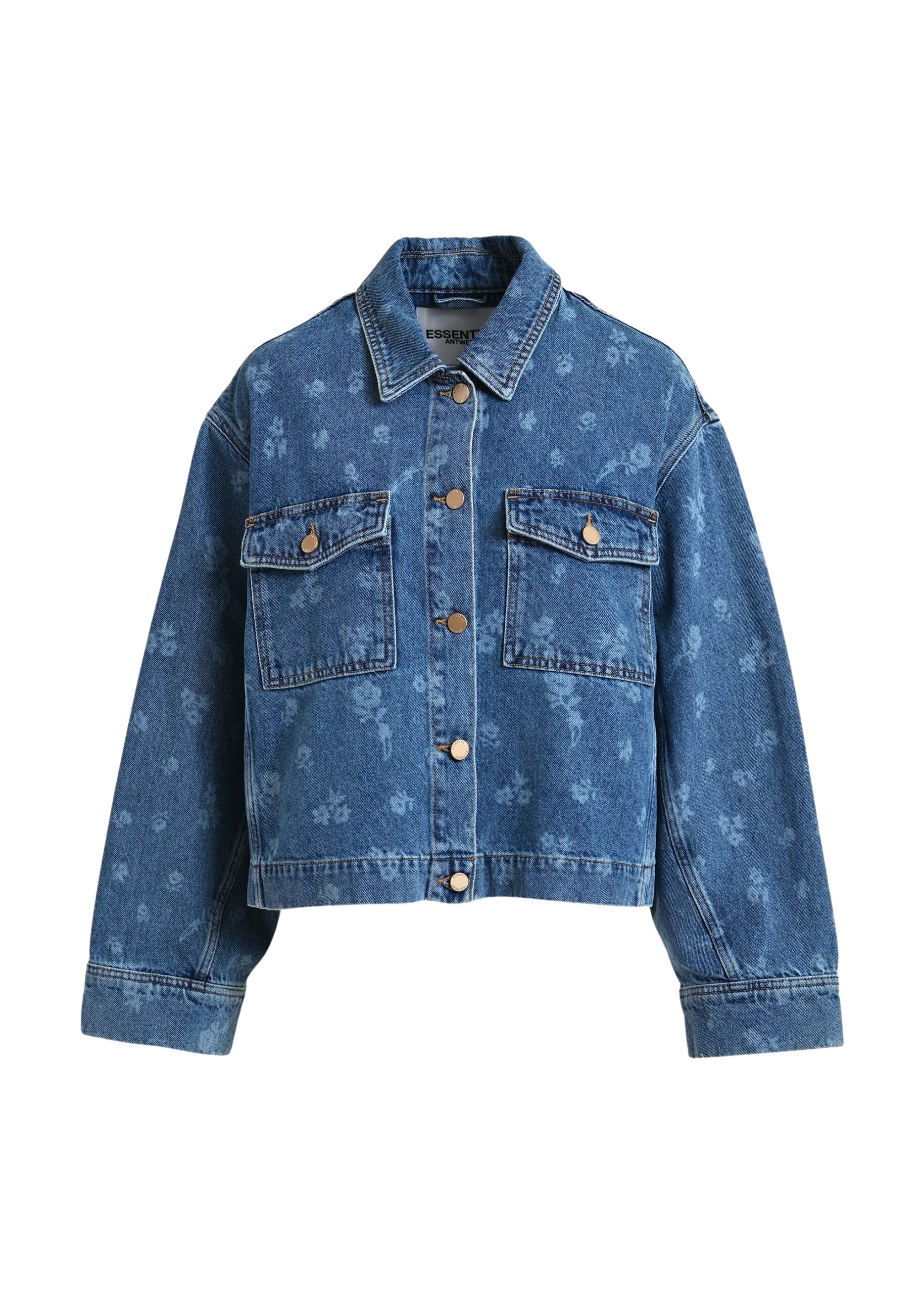 Blue cropped cotton denim jacket