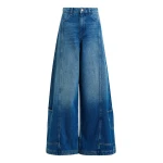 Blue flared leg cotton dual-panel jeans