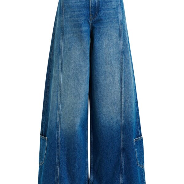 Blue flared leg cotton dual-panel jeans