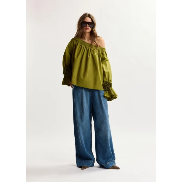 Essentiel Antwerp Blue organic cotton-blend wide-leg jeans, view 2