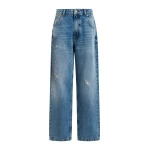 Blue organic cotton cropped boyfriend jeans