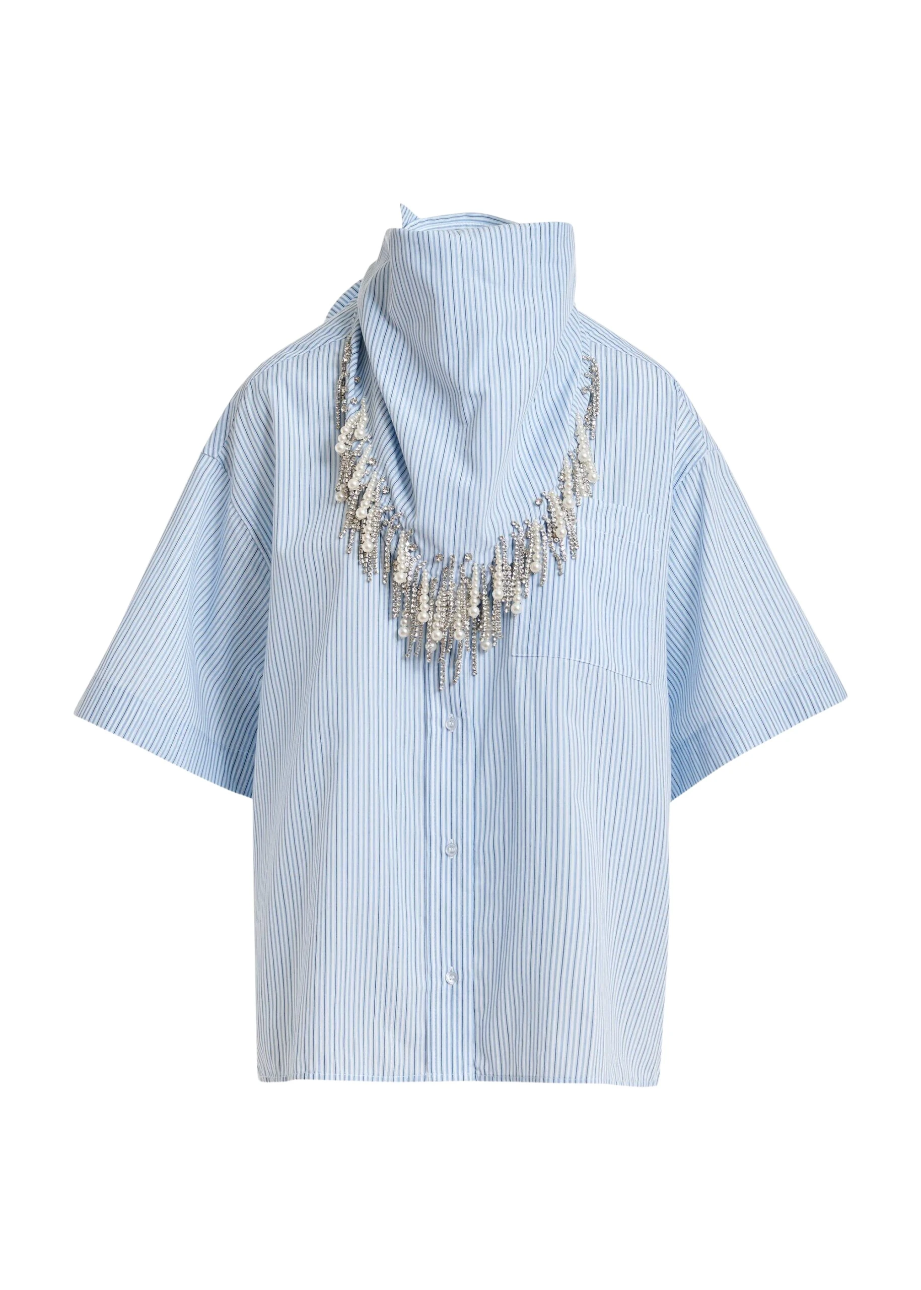 Essentiel-Antwerp-Blue-striped-cotton-shirt-with-embroidered-detail-and-separate-scarf-scaled26941_nobg Blue striped cotton shirt with embroidered detail and separate scarf