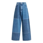 Blue wide-leg patchwork jeans