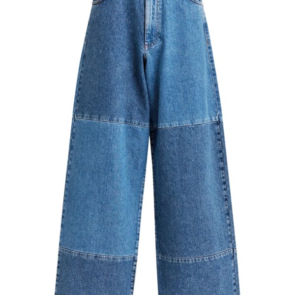Blue wide-leg patchwork jeans