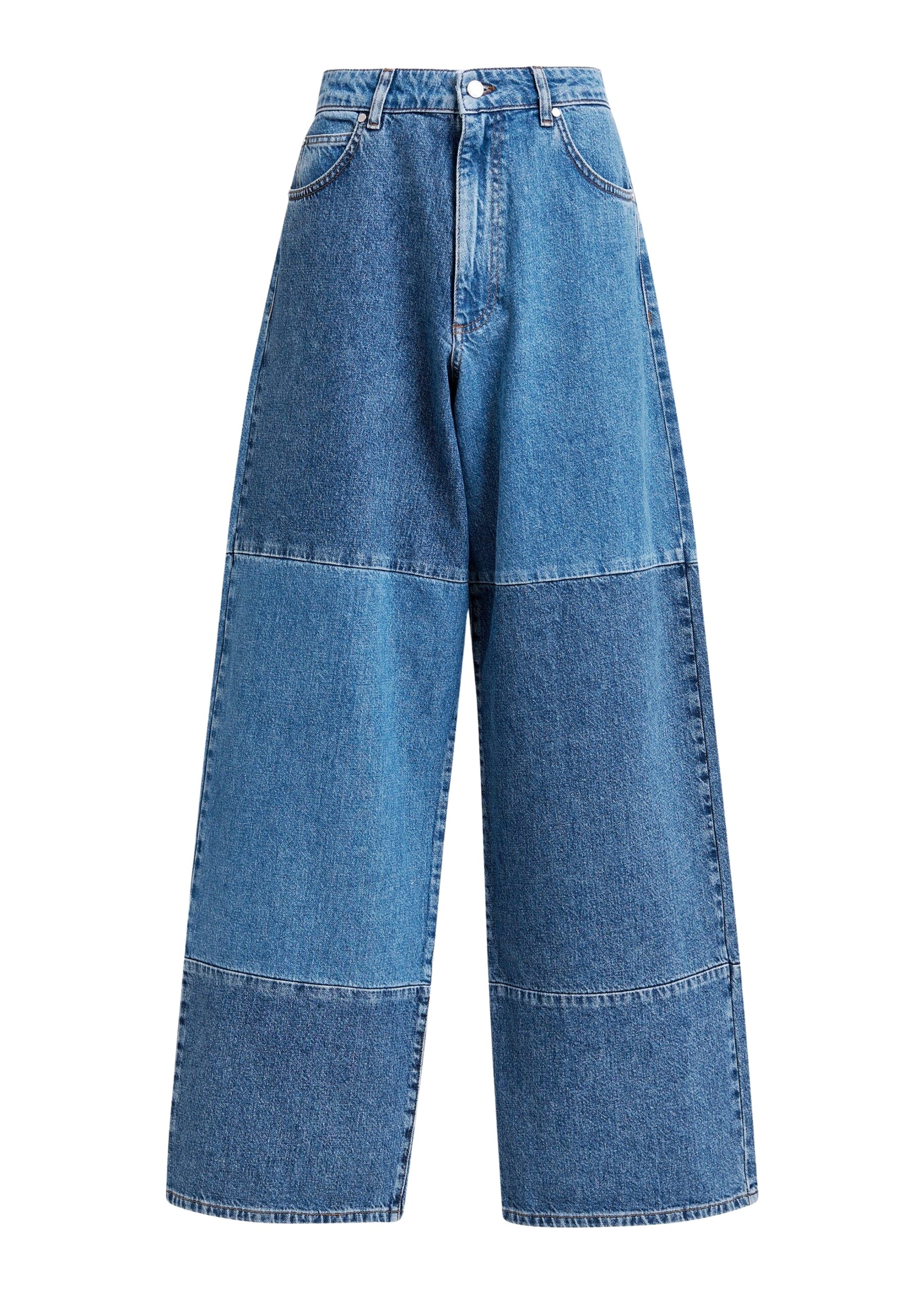 Blue wide-leg patchwork jeans