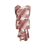 Brown and off-white cotton wrap tie top with low back