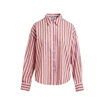 Brown and pink striped cotton-blend shirt with rhinestone embellishments