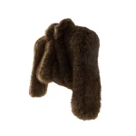 Brown cropped faux-fur jacket with sculpted raglan sleeves