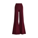 Burgundy flared pants with high-rise waist