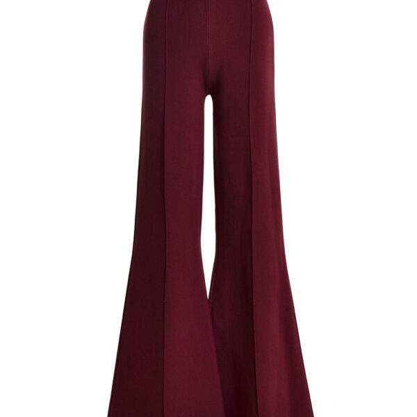 Burgundy flared pants with high-rise waist