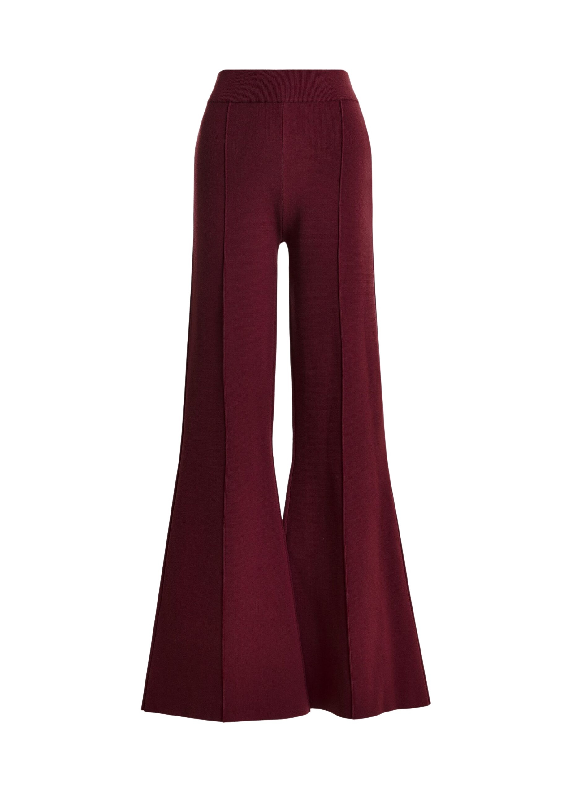Burgundy flared pants with high-rise waist